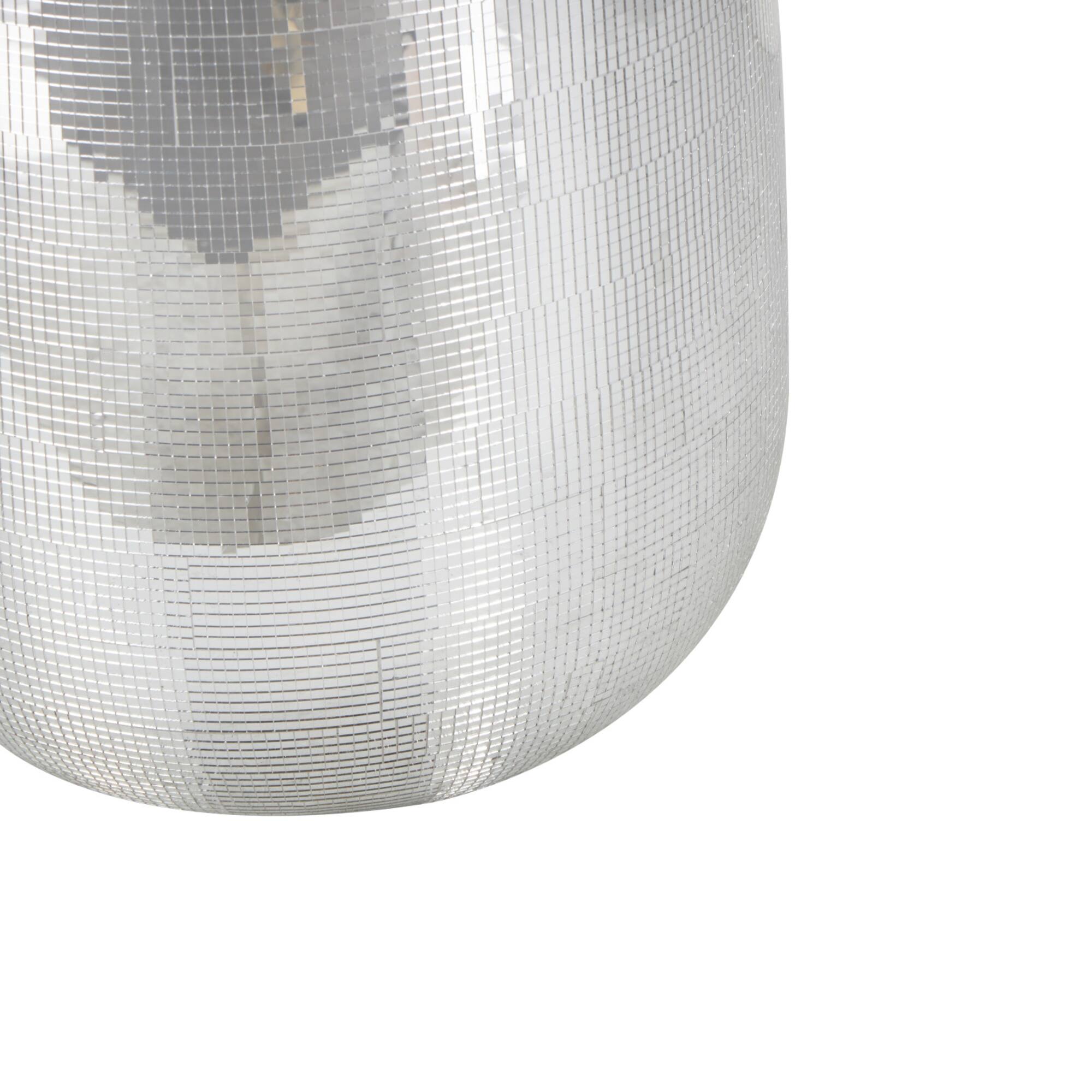 40" Silver Fiberglass Mosaic Floor Vase with Blue Interior,